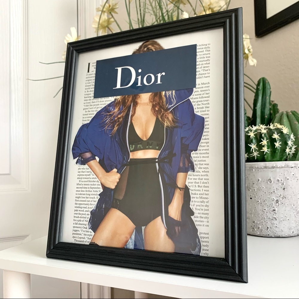 Christian Dior Editorial Wall Art Bold Blue Fashion Print Statement Decor